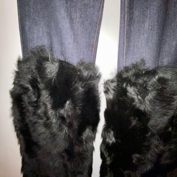 NWT FENDI RARE LTD RUNWAY DK DENIM/BLCK LAMB MONSTER JEANS - Picture 5 of 14